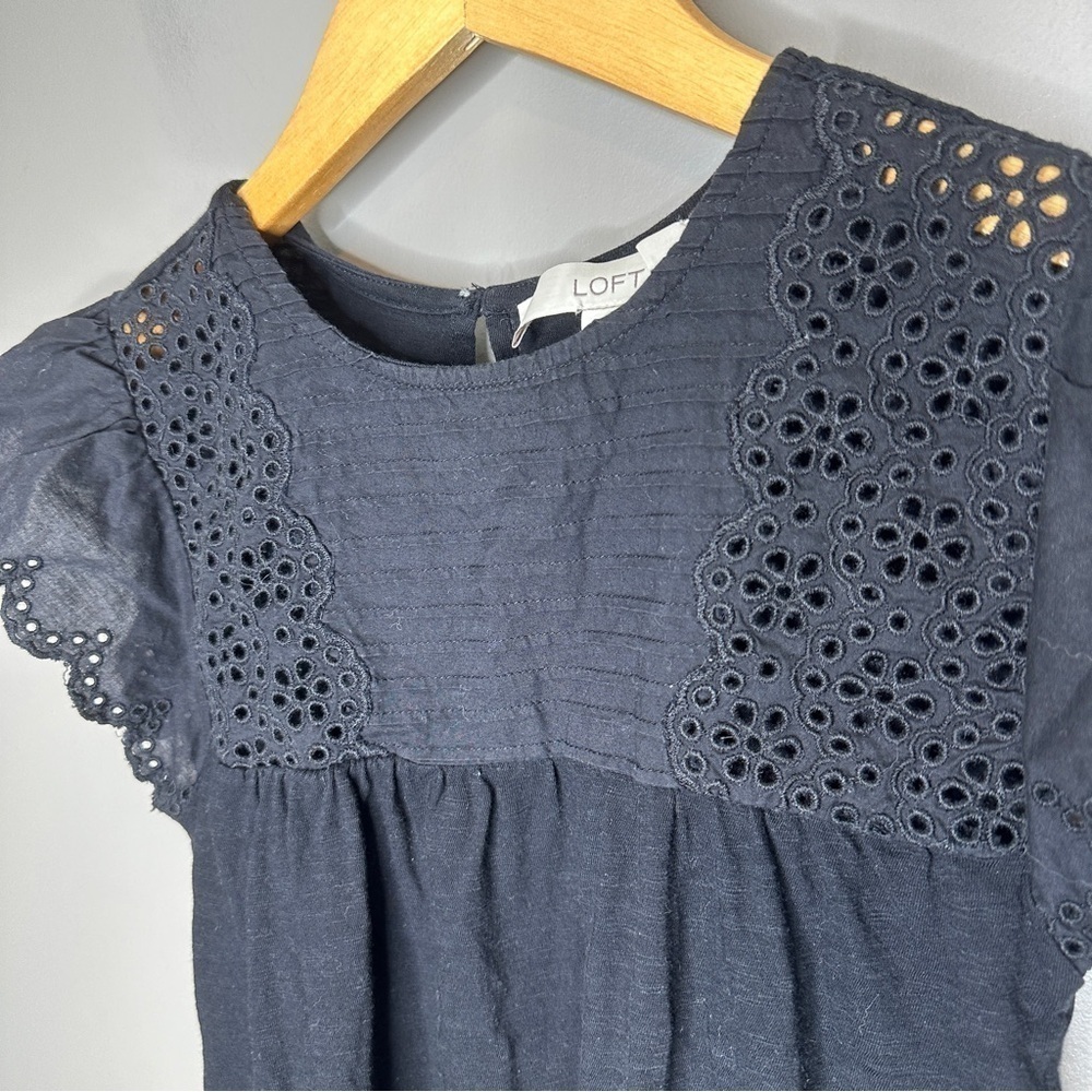 Loft petite Petite Ric Rac Yoke Mixed Media Top - Picture 7 of 7